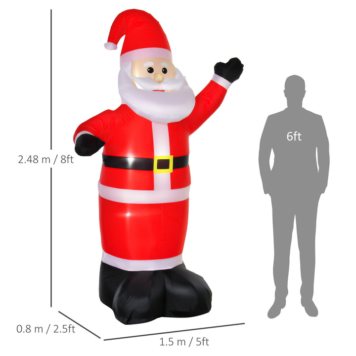 8ft Inflatable Christmas Santa Claus Xmas Decoration with LED Holiday Air Blown Yard Outdoor Décor