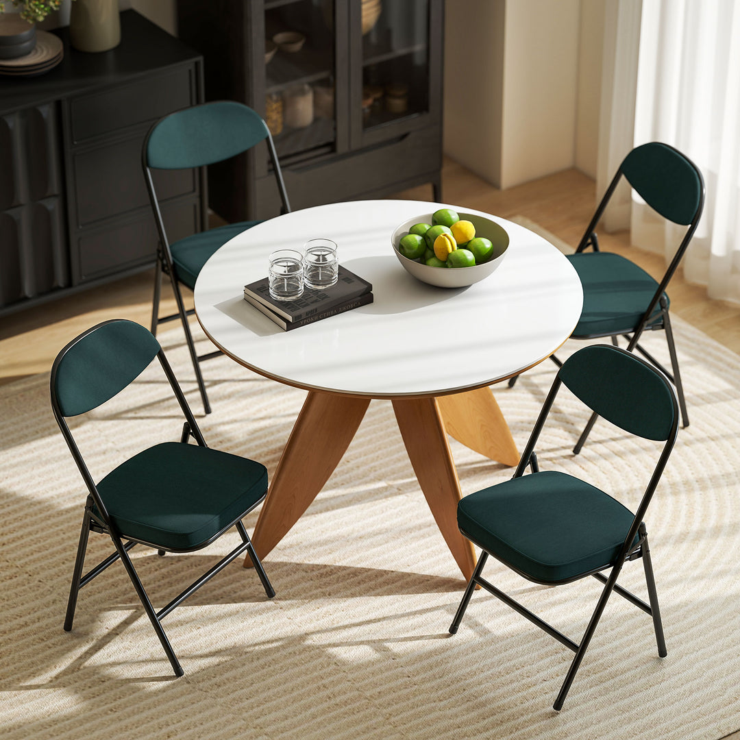 Set of Four Folding Corduroy Seat Chairs - Blue