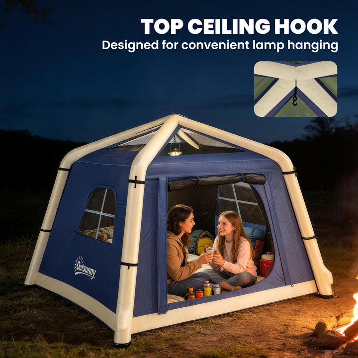 Inflatable Camping Tent w/ Hand Pump, Easy Setup 1/2 Person Blow Up Te