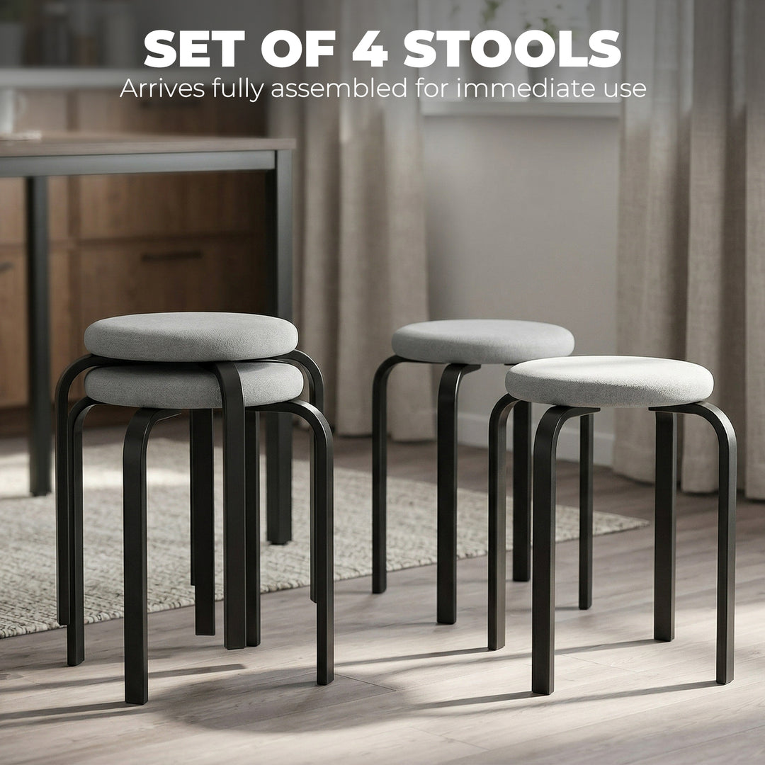 Stackable Stools Modern Cushioned Round Backless Stools Set of 4 Kitch