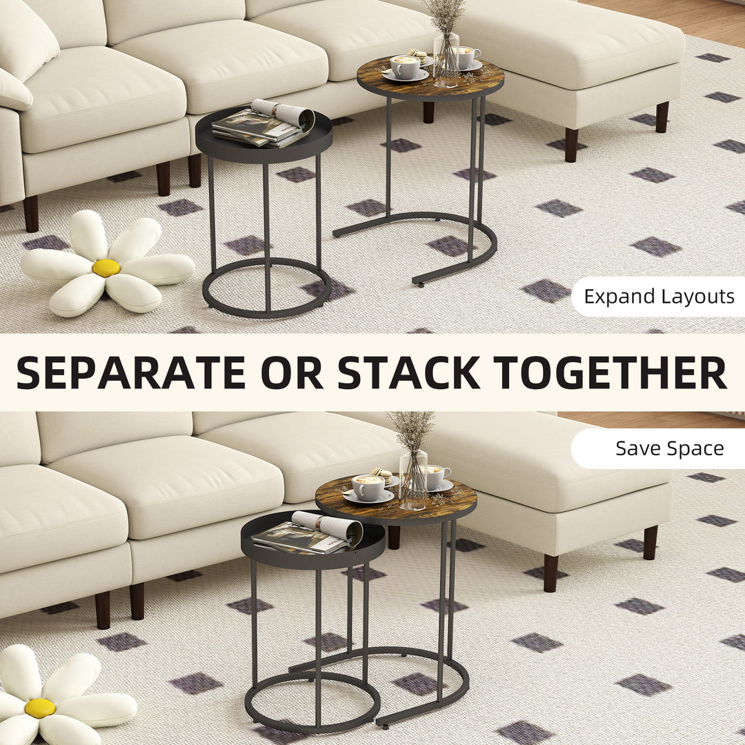 MCL Round Nesting Side Table Set of 2 - Rustic Brown