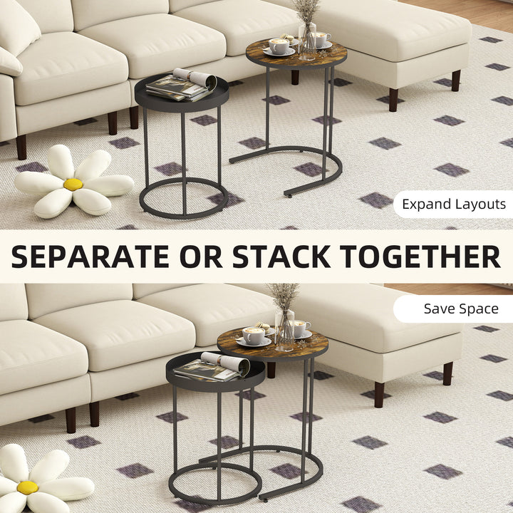 MCL Round Nesting Side Table Set of 2 - Rustic Brown