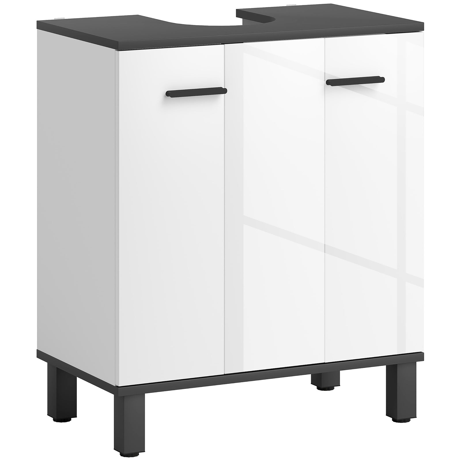 Modern Under-Sink Bathroom Cabinet - High Gloss White