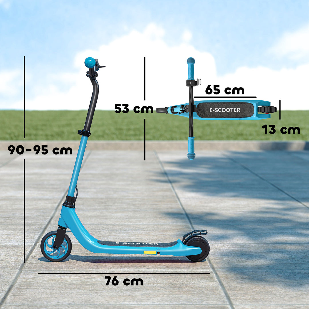 MCL Kids Electric Scooter, Electric Scooters for Kids Ages 6+, 8 KM/H & 6 KM Lightweight E-Scooter, Adjustable Height, Rear Brake - Blue
