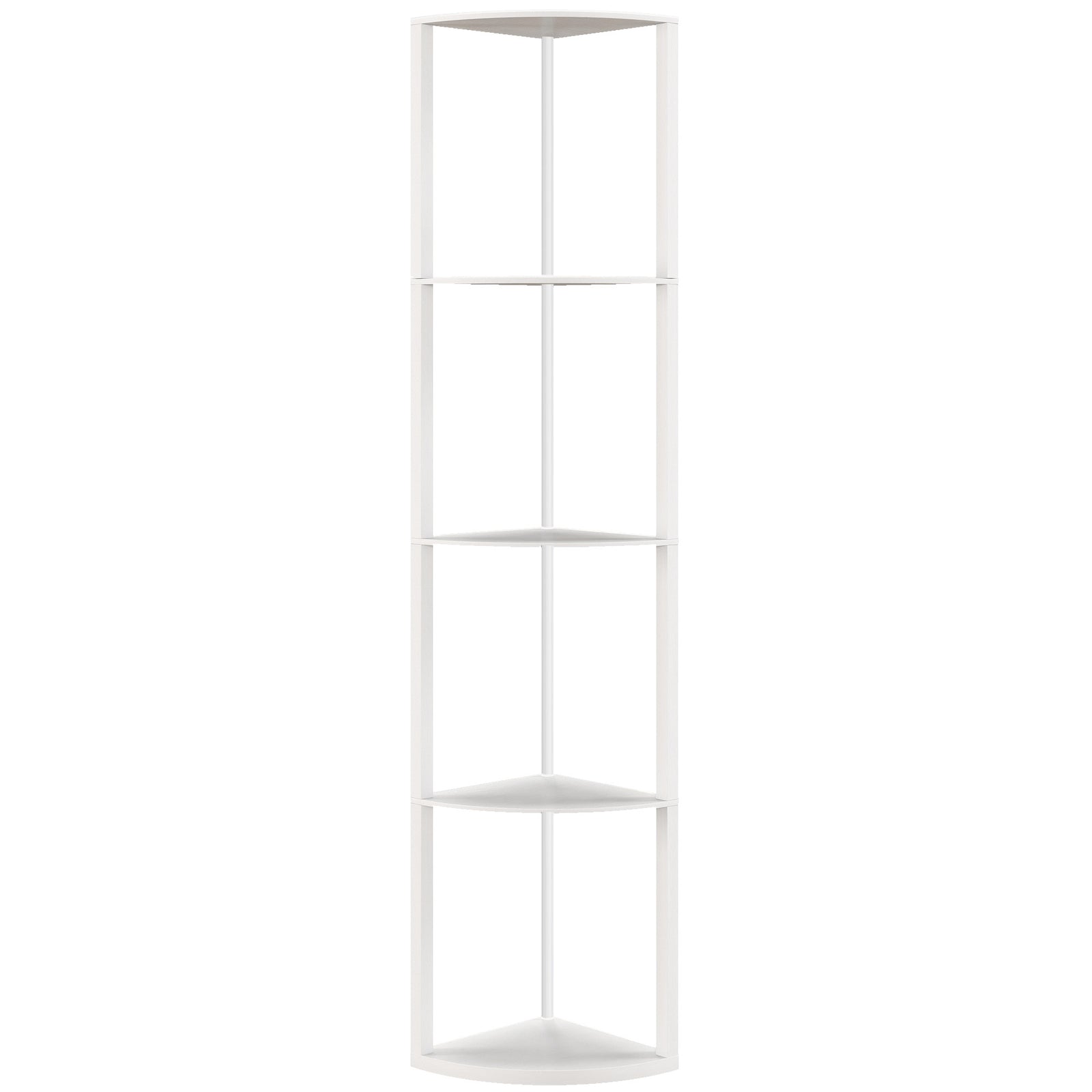 RGB LED Floor Lamp with Shelves, 5-Tier Dimmable Standing Lamp with Adjustable Brightness and Remote Control, Modern Corner Display Shelf Unit for Living Room Bedroom Office, White