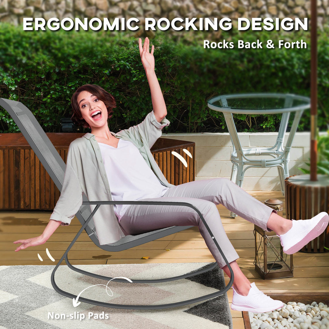 Set of Two Rocking Garden Chairs - Grey