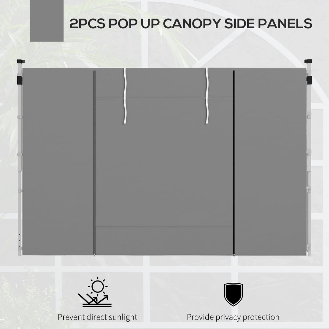 Gazebo Side Panels, 2 Pack Sides Replacement, for 3x3(m) or 3x6m Pop Up Gazebo, with Windows and Doors, Light Grey
