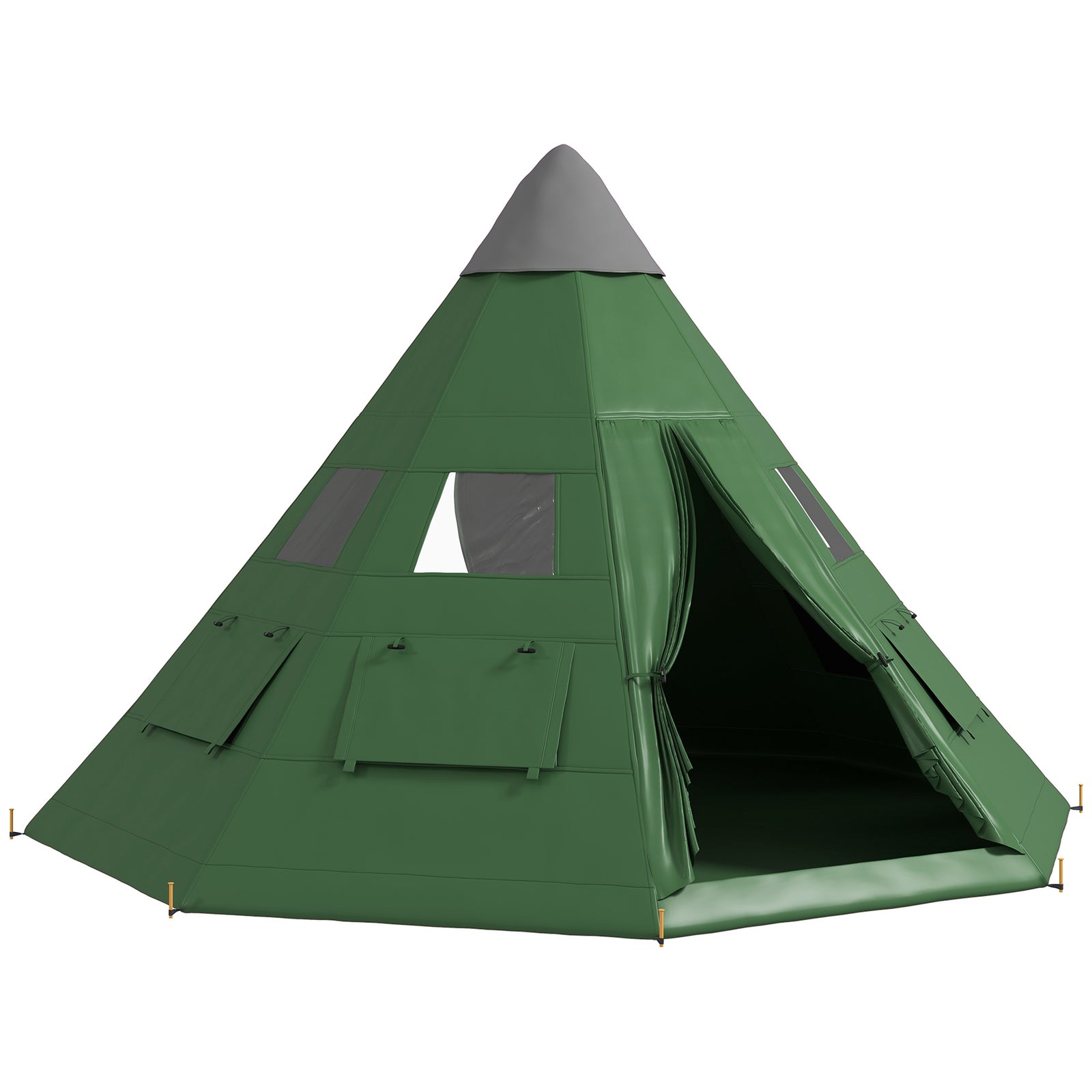 6 Men Tipi Tent with Carry Bag - Green