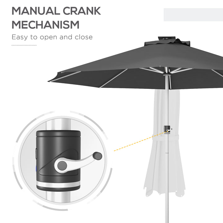 3m Parasol, with Solar-Powered LED Lights - Grey