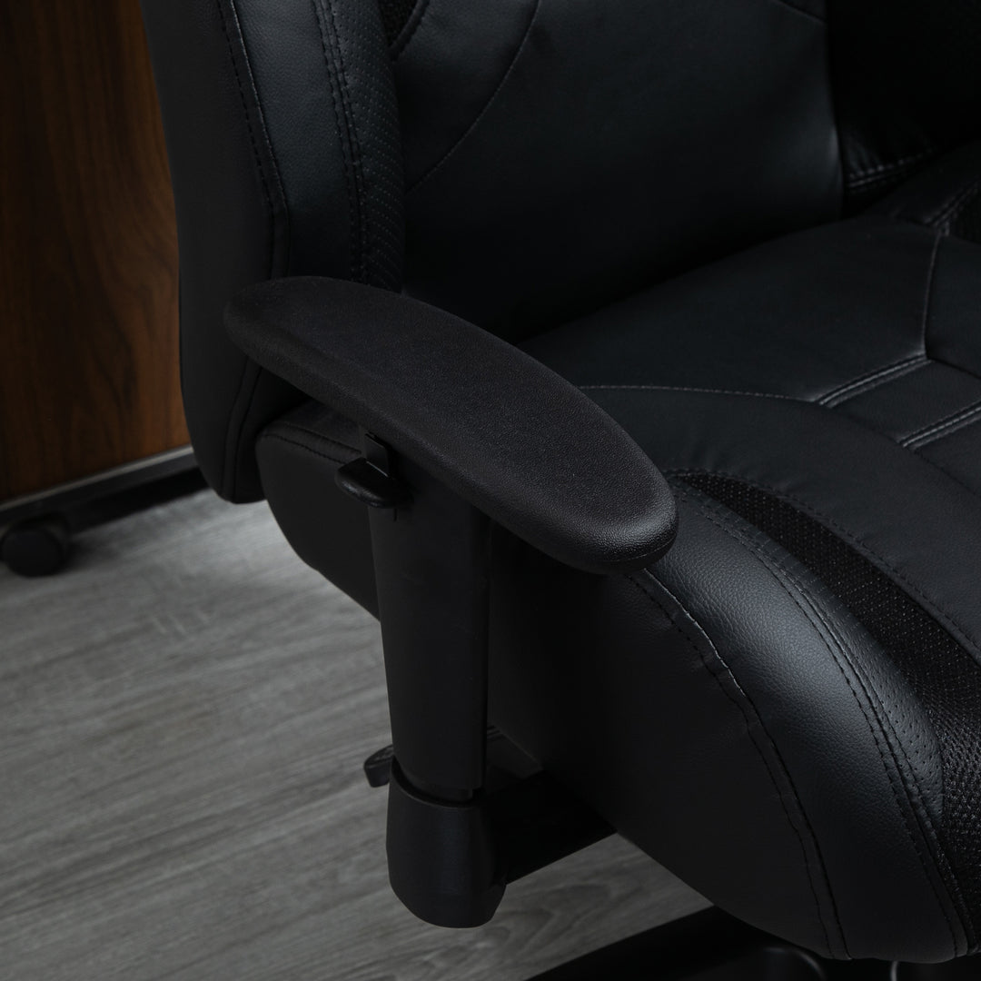 Racing Gaming Chair, Mesh & Faux Leather Computer Chair with High Back, Swivel Wheels, Adjustable Height and Armrest, Black