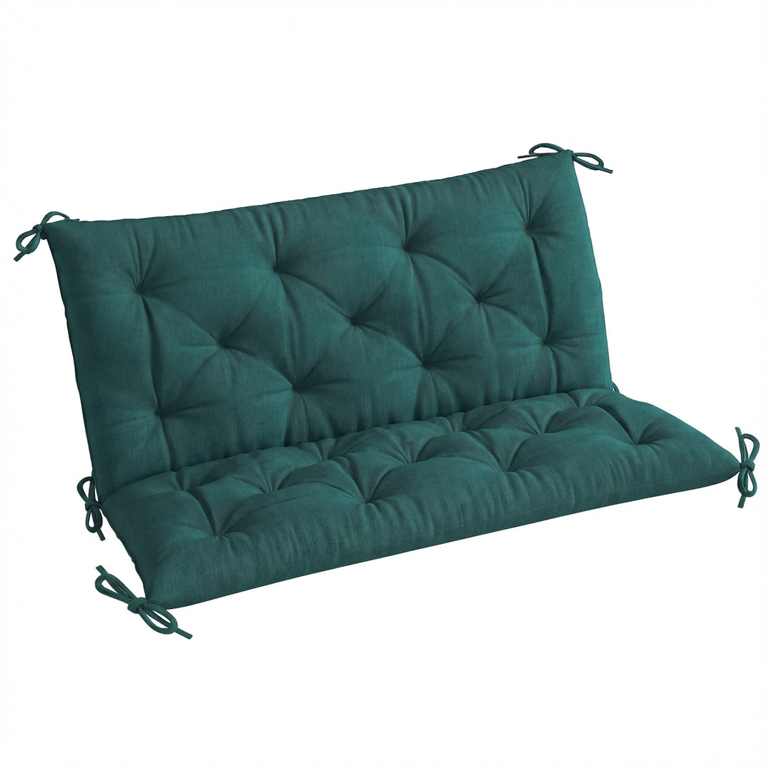 2 Seater Bench Pad, Garden Chair Cushion with Back and Ties for Indoor