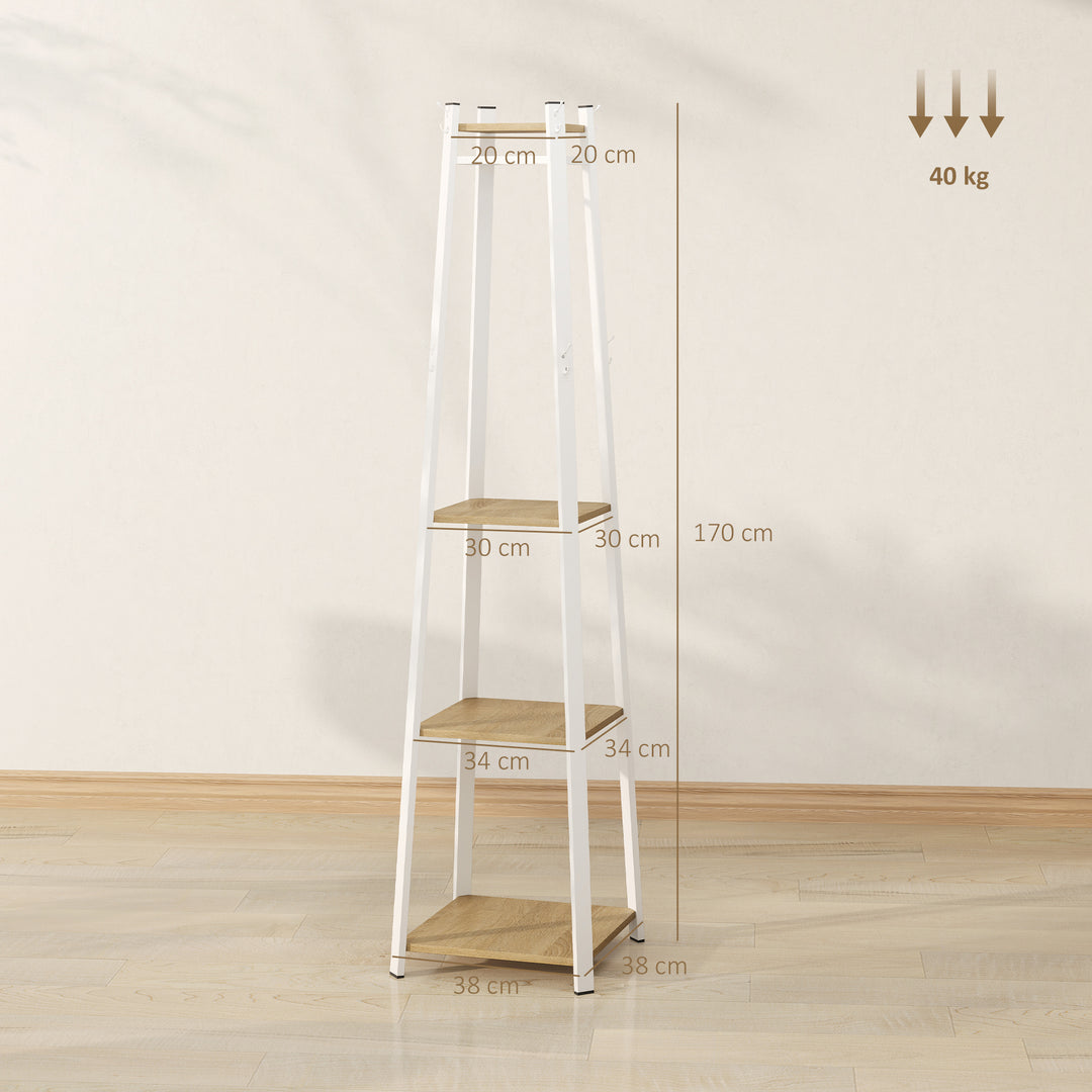 Compact Freestanding Coat Rack - White/Oak