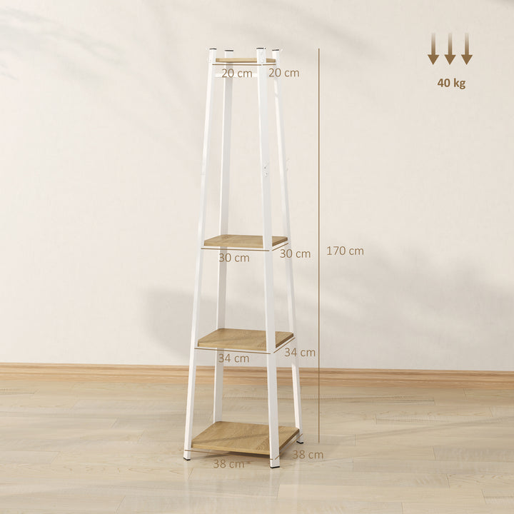 Compact Freestanding Coat Rack - White/Oak