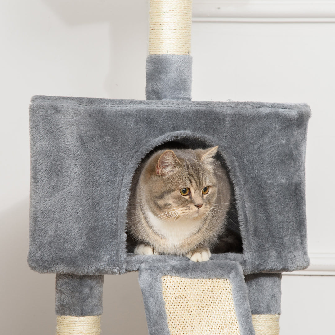 MCL Corner Cat Tree for Indoor Cats, Kitten Tower with Scratching Post House Ladder Toy - Grey