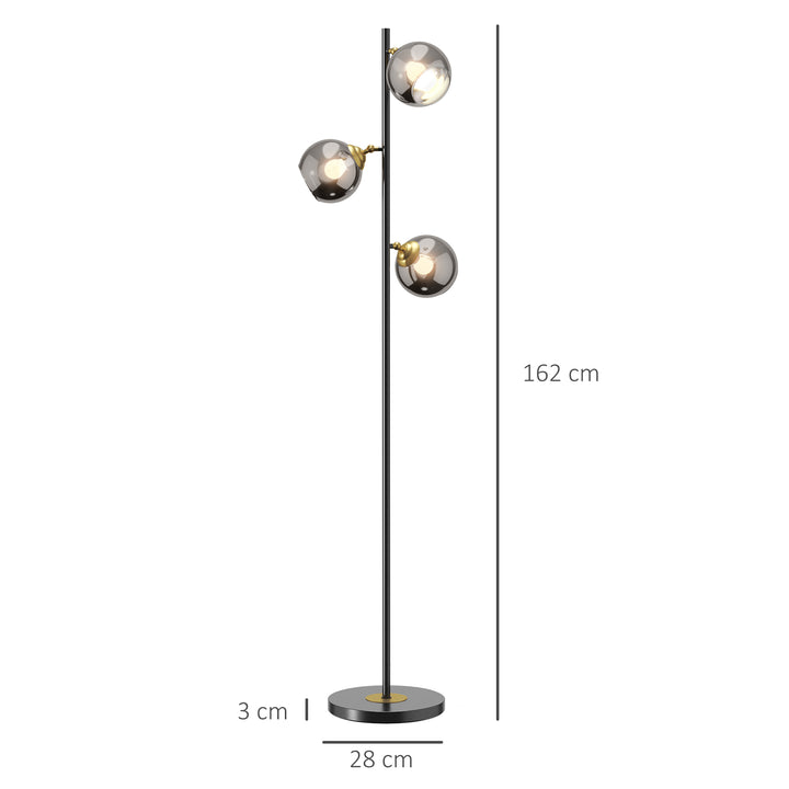 Tree Floor Lamp for Living Room Bedroom with 3 Light, Modern Standing Lamp, (Bulb not Included), 162cm, Grey