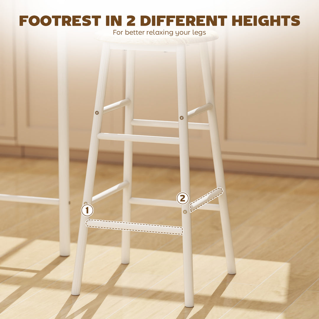 MCL Bar Table Set, Bar Table and Stools Set, Footrest and Storage Shelf, for Kitchen, Dining Room, Pub, Cafe, White and Oak