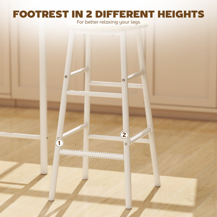 MCL Bar Table Set, Bar Table and Stools Set, Footrest and Storage Shelf, for Kitchen, Dining Room, Pub, Cafe, White and Oak