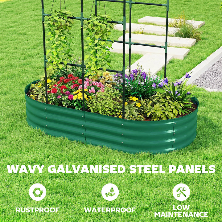Galvanised Raised Garden Bed with Arched Trellis, 5 x 3 x 6ft Metal Ra