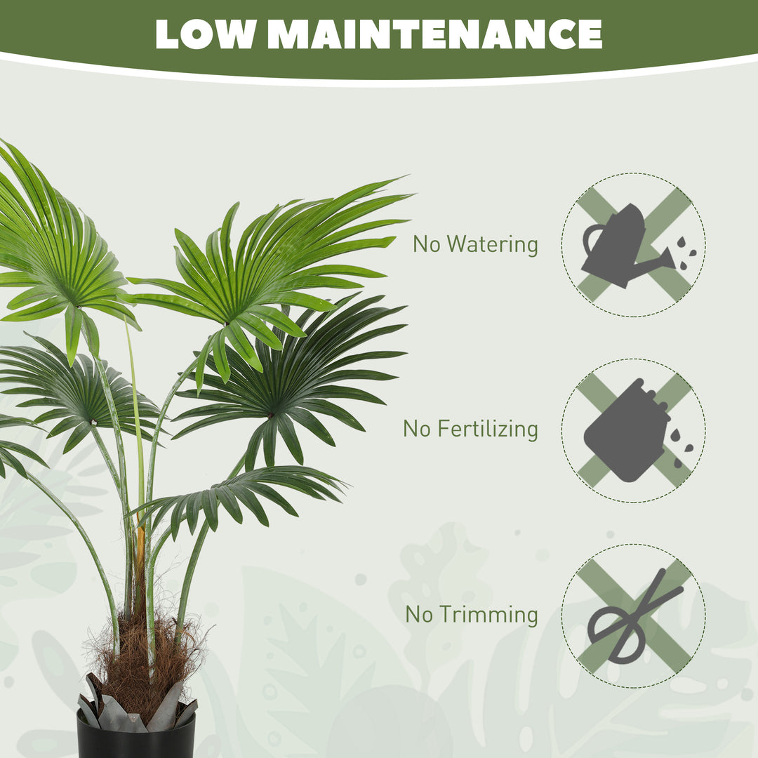 94cm Artificial Palm Tree, Decorative Artificial Plant with Lifelike PEVA Leaves and Coconut Coir, Fake Tree with Plastic Pot and Flocking for Home Office Decor, Green