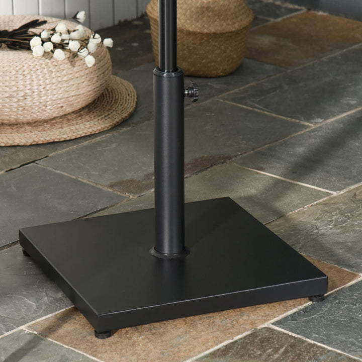 Outsunny 35/38/48MM 18KG Steel Square Parasol Stand Base w/ Adjustable Knob Umbrella Stand Garden Patio Outdoor Home, Black