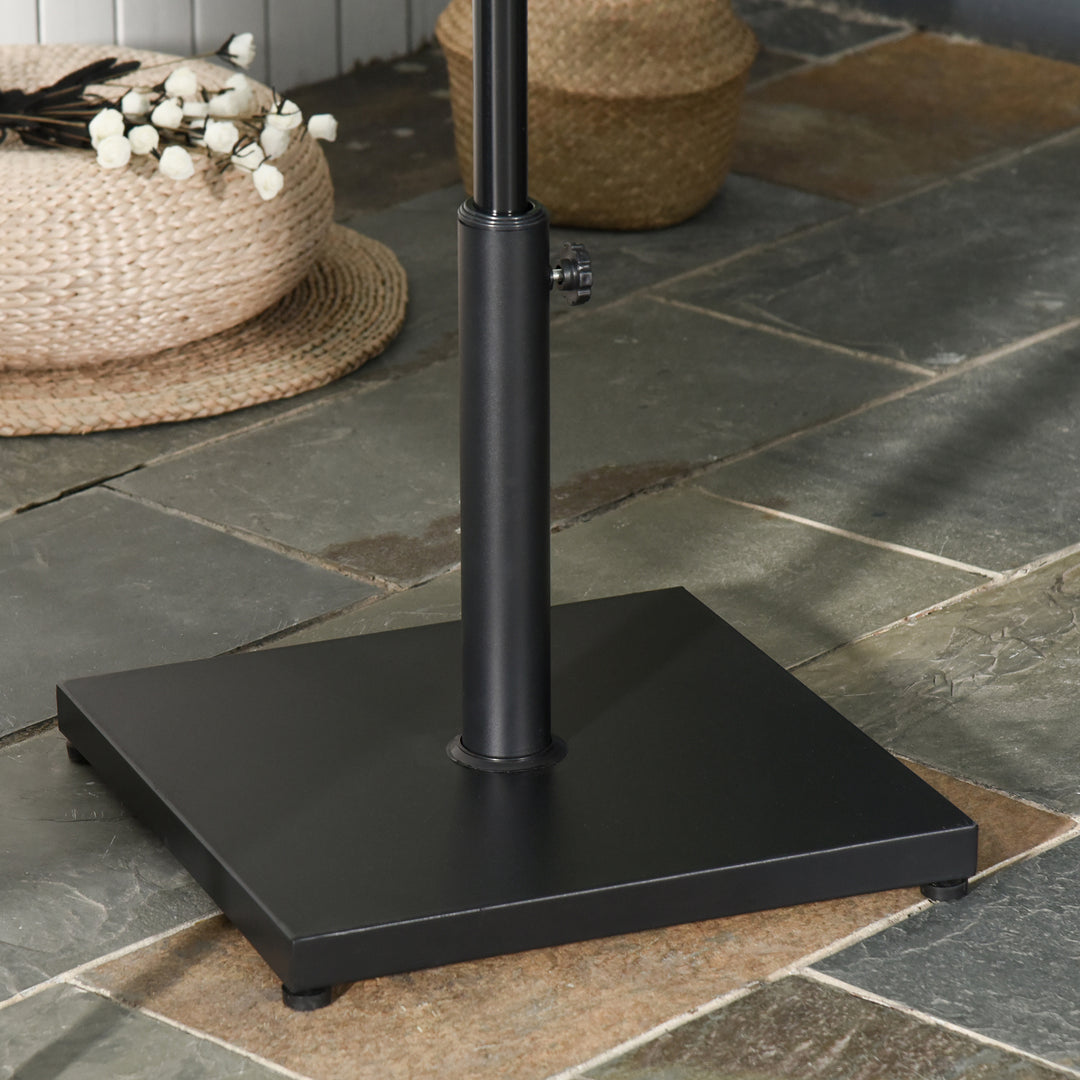 Φ35/38/48MM 18KG Steel Square Parasol Stand Base w/ Adjustable Knob Umbrella Stand Garden Patio Outdoor Home, Black