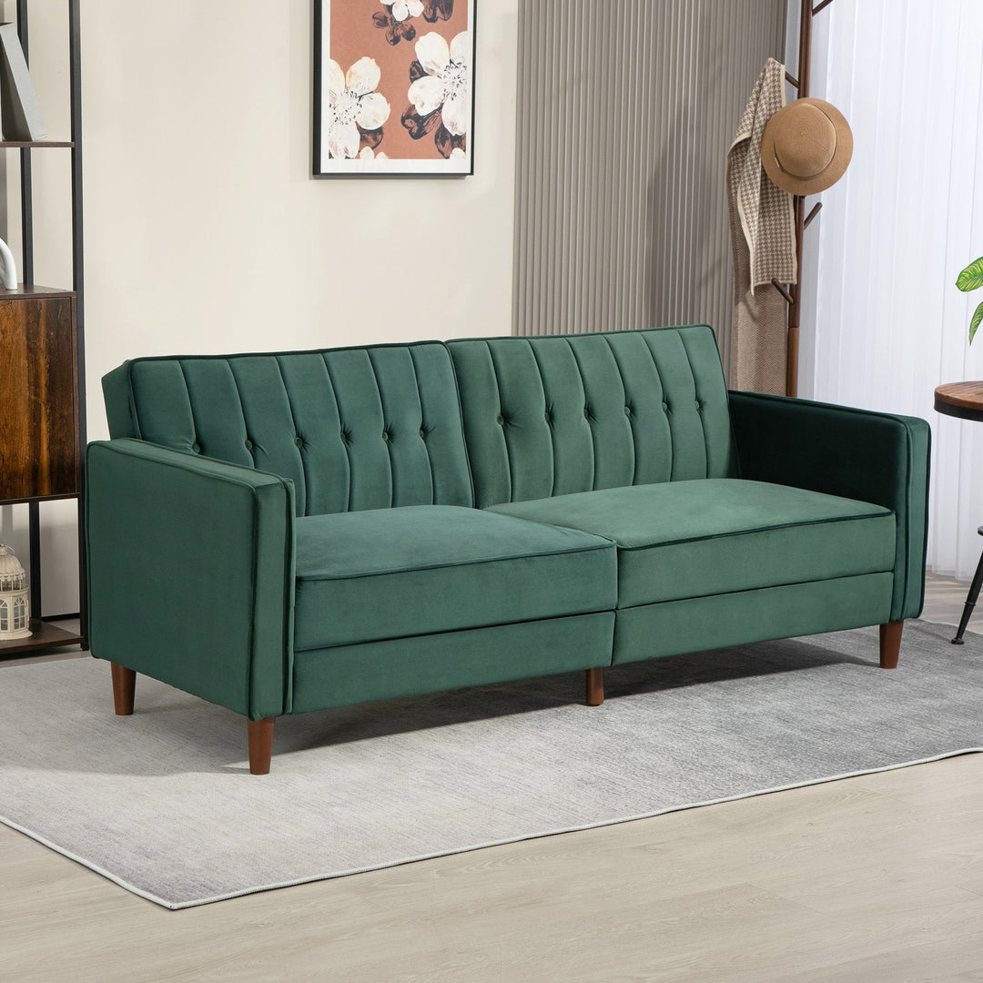 Velvet-Feel Three-Seater Sofa Bed