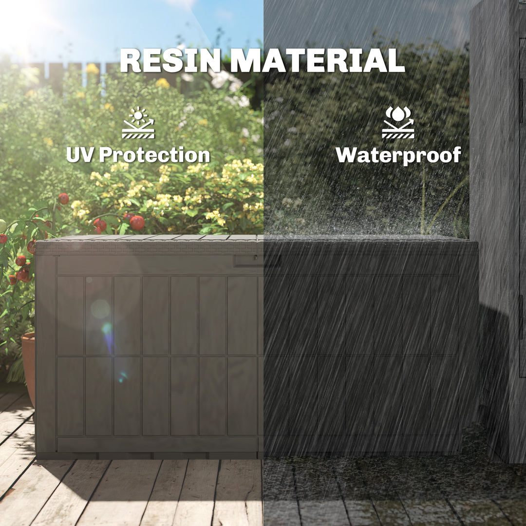 440L Garden Storage Box, Waterproof &amp; UV Resistant Resin Deck Box with