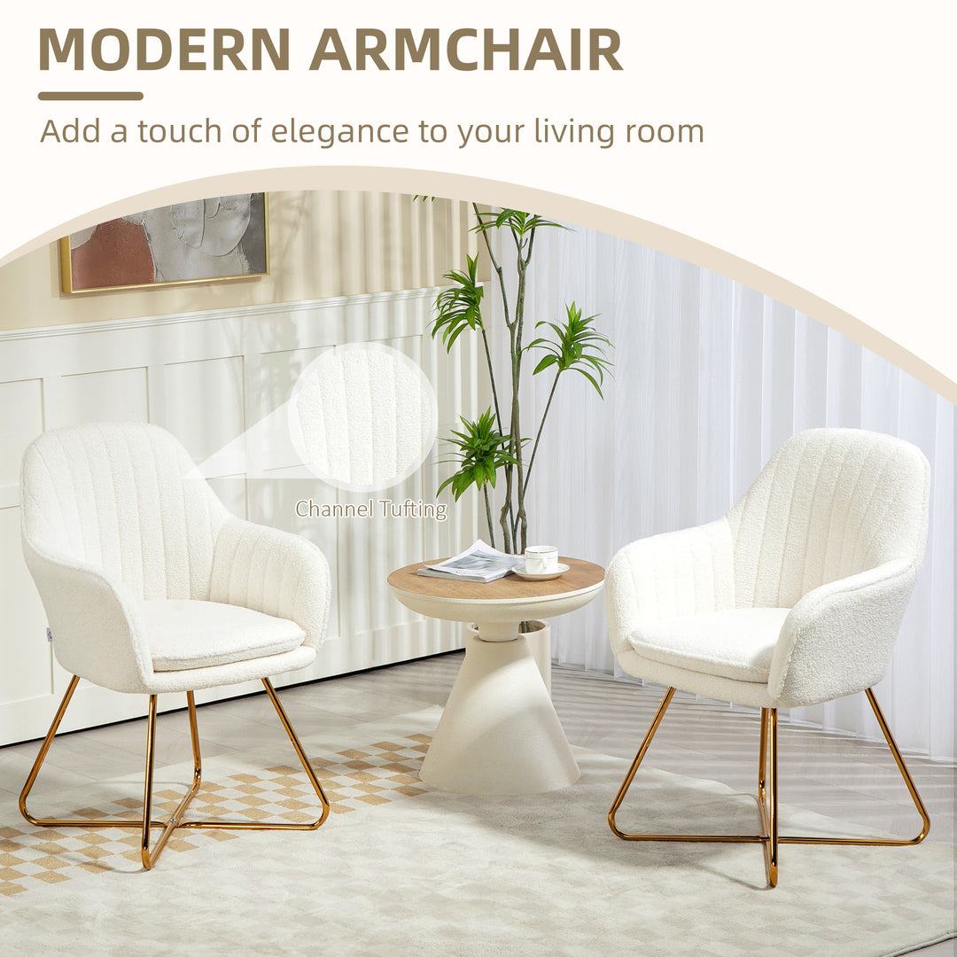 Set of Two Sherpa Fleece Dining Chairs - Cream