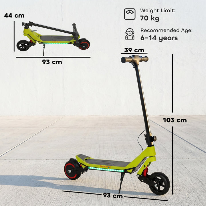 Electric Scooter for Kids, Foldable E Scooter for Age Age 6+ with LED 