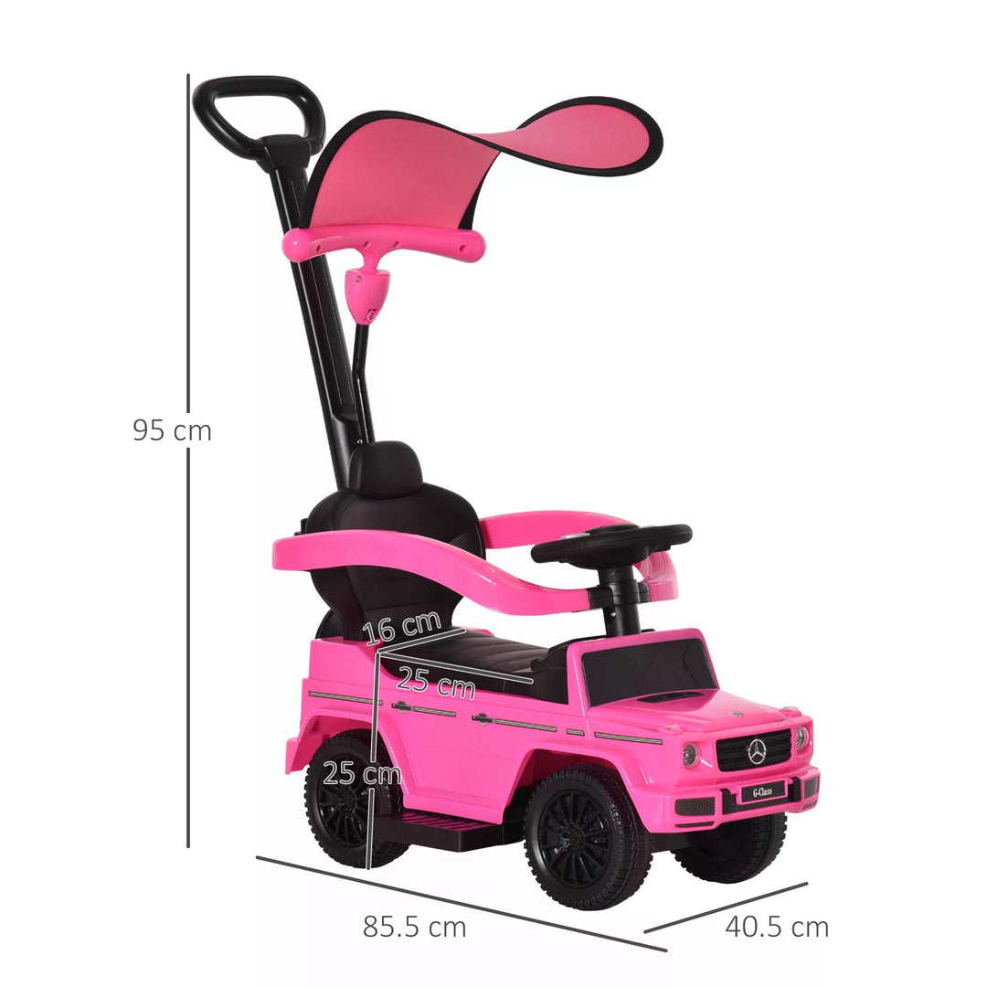 HOMCOM Mercedes-Benz G350 Push Car: Toddler Foot-to-Floor Slider with Steering Wheel, Pink