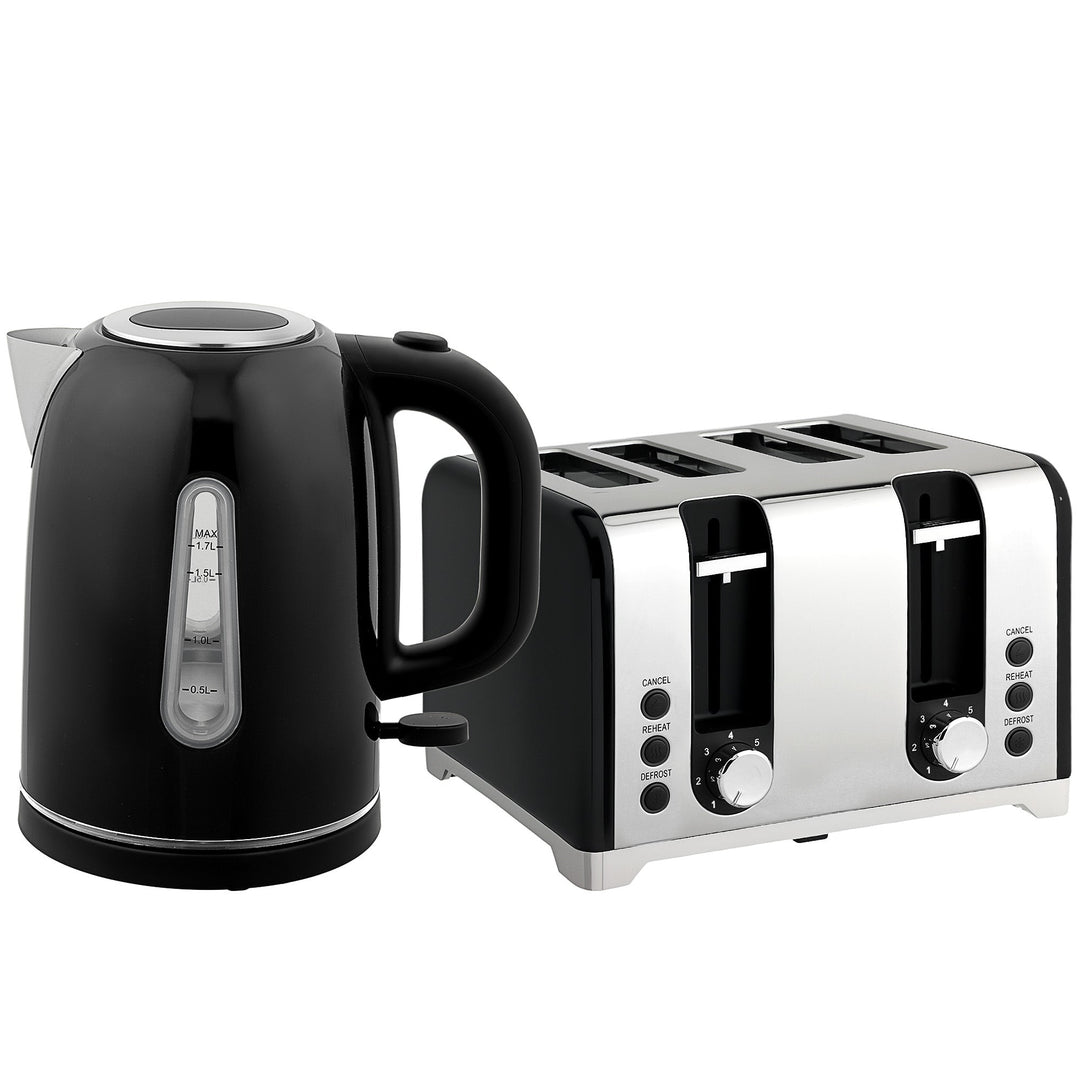 Kettle and Toaster Set, 1.7L 3000W Rapid Boil Jug Kettle with Strix Thermostat, Limescale Filter, 4 Slice