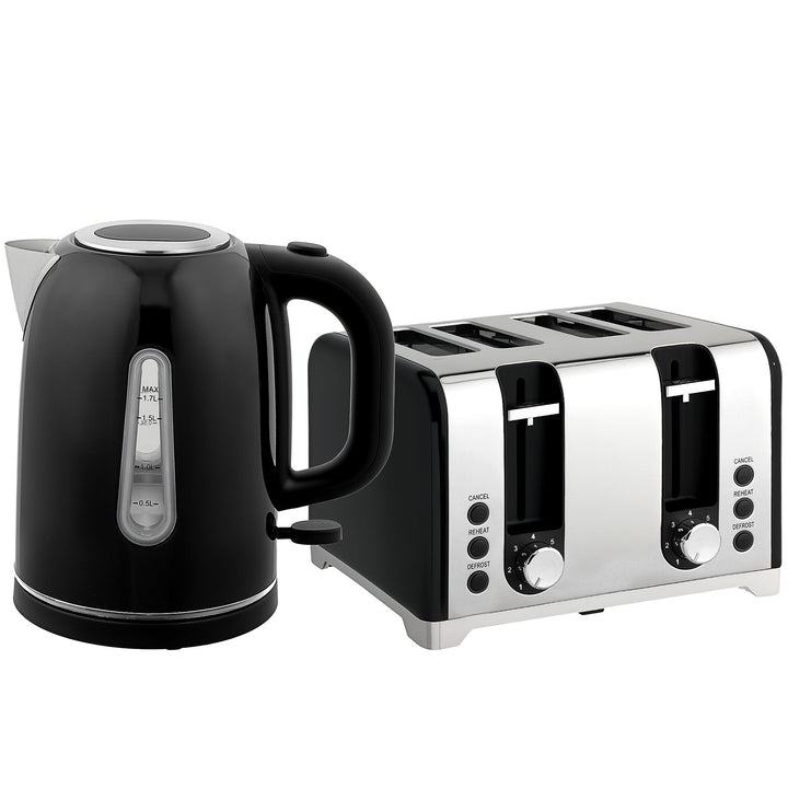 Kettle and Toaster Set, 1.7L 3000W Rapid Boil Jug Kettle with Strix Thermostat, Limescale Filter, 4 Slice