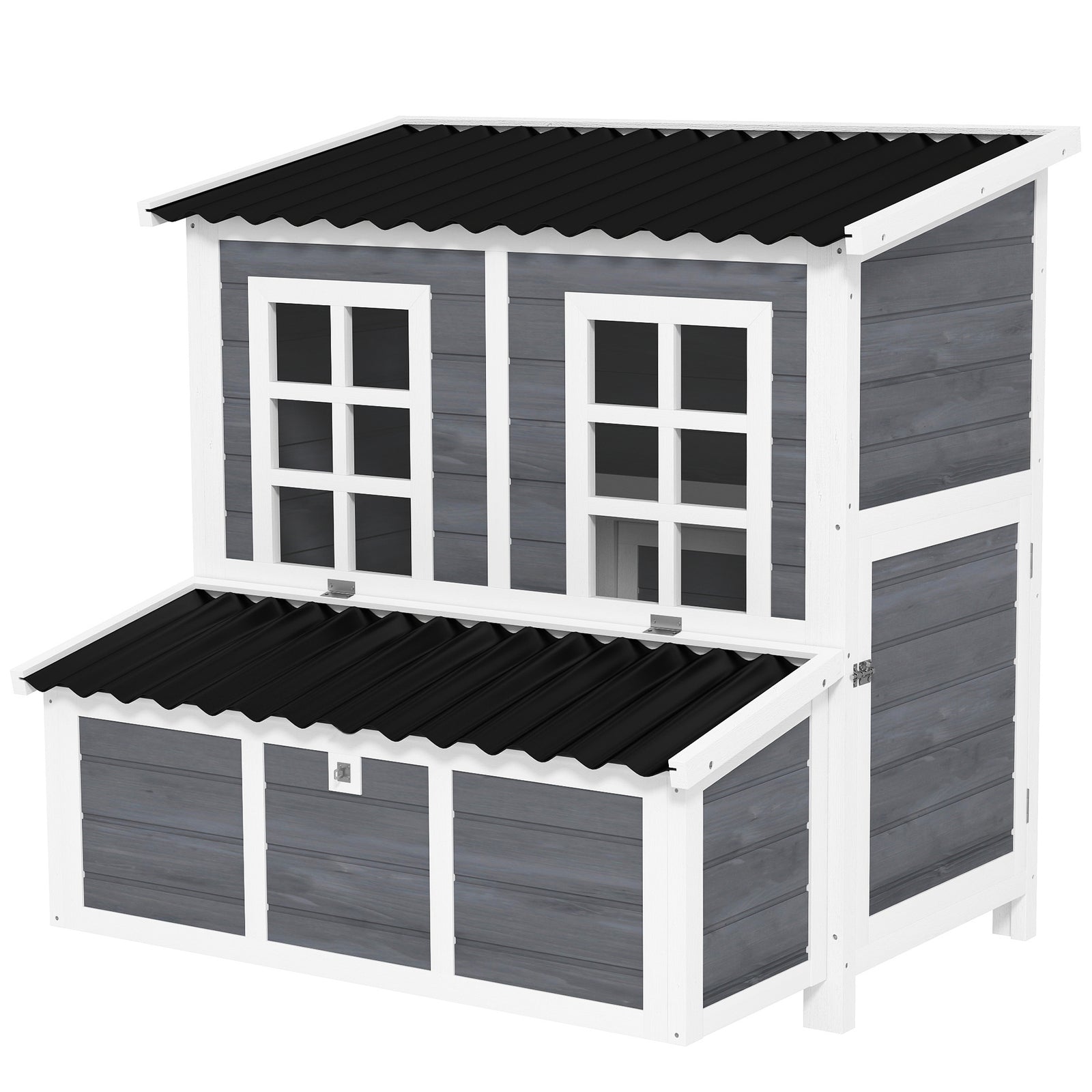 Wooden Chicken Coop with Nesting Box, Slide-Out Tray, Perches, for 4-6 Chickens, 100 x 86 x 100cm