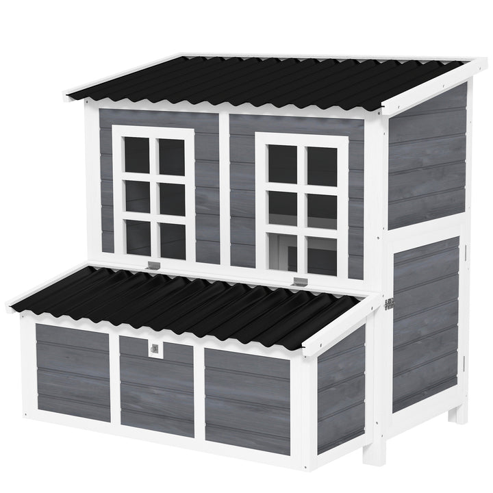 Wooden Chicken Coop with Nesting Box, Slide-Out Tray, Perches, for 4-6 Chickens, 100 x 86 x 100cm