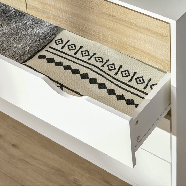 Nordic Style Chest of Drawers, 5 Drawer Dresser with 4 Tapered Legs and Groove Handles, Storage Organiser Side Cabinet for Bedroom, Living Room