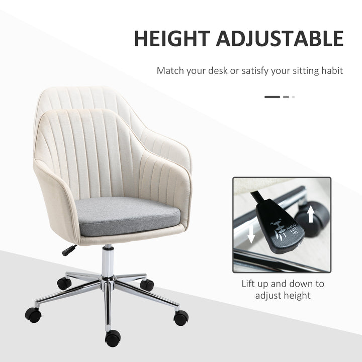 Home Office Chair Comfortable Computer Desk Chair Swivel Task Chair with Golden Base, Vanity Chair for Teens Adults Bedroom, Beige