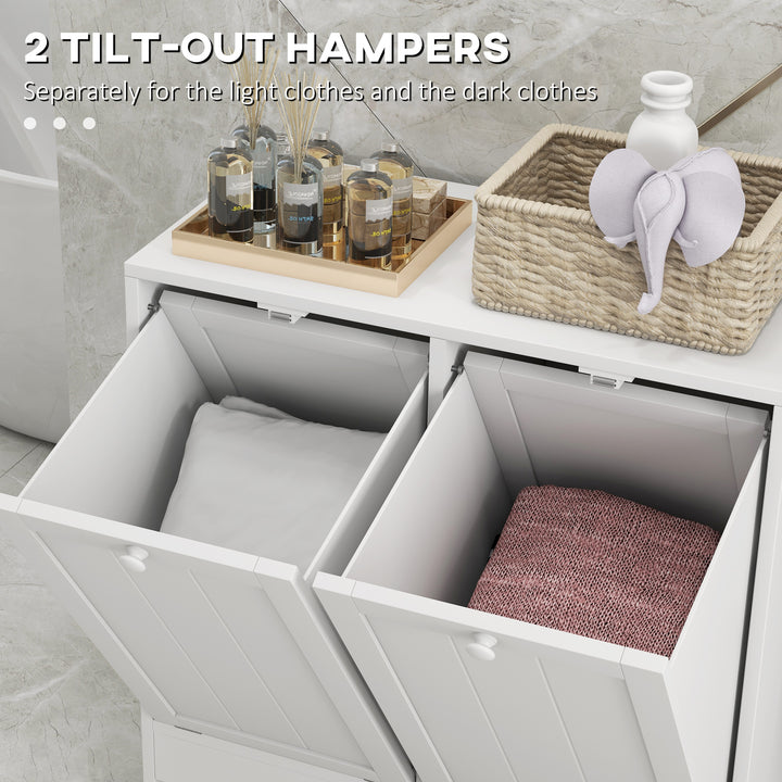 Double Hamper Laundry Storage Cabinet - White