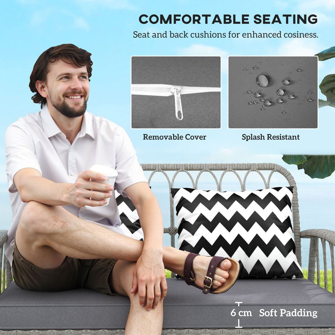 Four-Piece Rattan Cut-Out Sofa Set - Grey