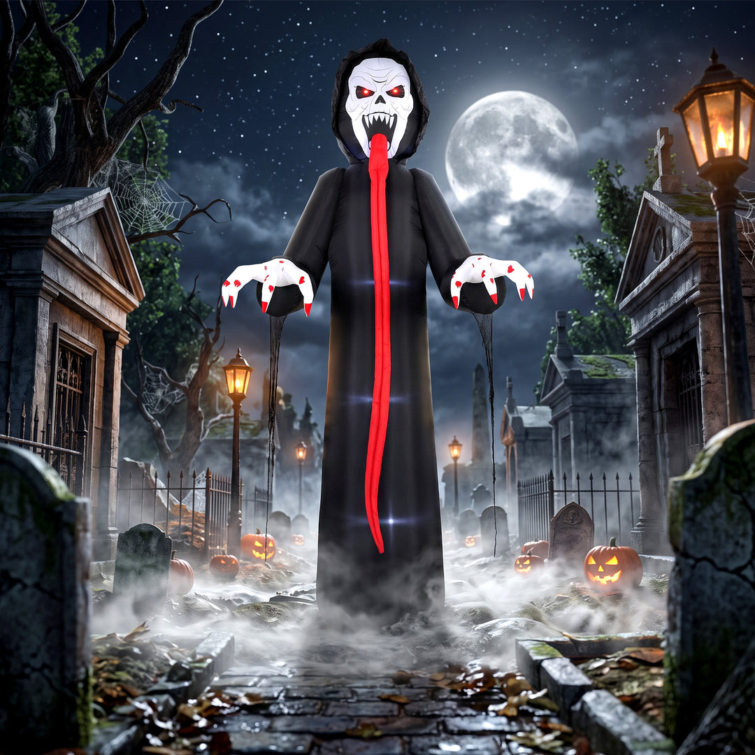 10 FT Halloween Inflatable Skeleton, Scary Halloween Decoration with B