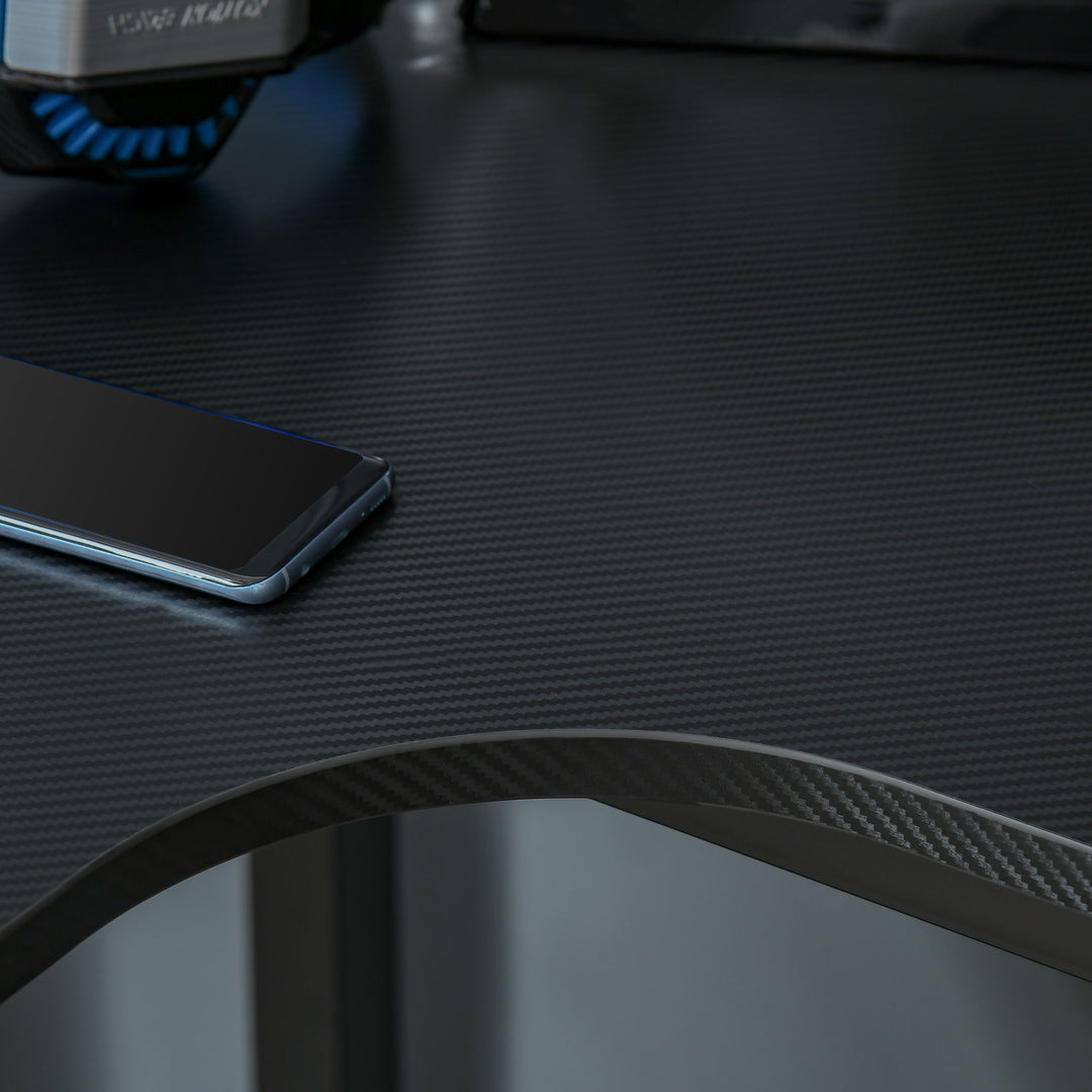 MCL L-Shaped Gaming Desk, Computer Corner Desk, Home Office Workstation with Cable Management, 145 x 81 x 76cm, Black, Left