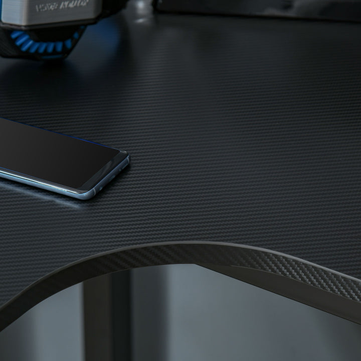 MCL L-Shaped Gaming Desk, Computer Corner Desk, Home Office Workstation with Cable Management, 145 x 81 x 76cm, Black, Left