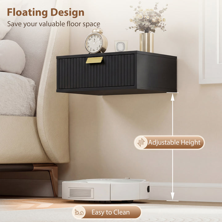 Modern Floating Nightstands Set of 2, Wall Mounted Bedside Tables with