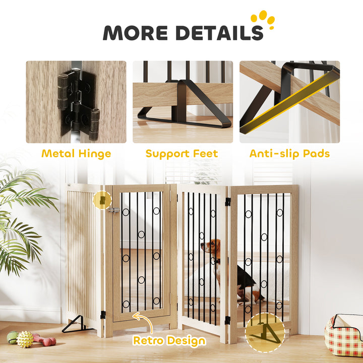 4 Panel Freestanding Pet Gate, Indoor Dog Barrier with Lockable Door, 