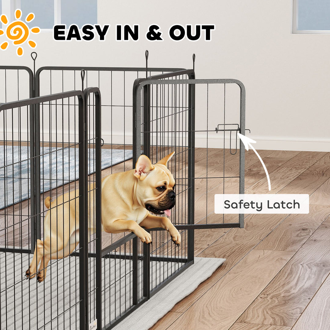12-Panel Solid Dog Playpen with Doors, for Medium Dogs, 80cm High, Black