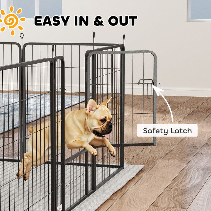 12-Panel Solid Dog Playpen with Doors, for Medium Dogs, 80cm High, Black