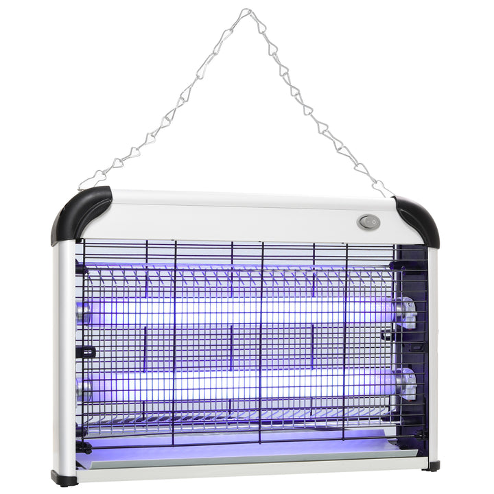 Outsunny Wall Hanging 20W Electric Insect Killer, Fly & Mosquito Zapper, Bug Zapper, Silver | Aosom UK