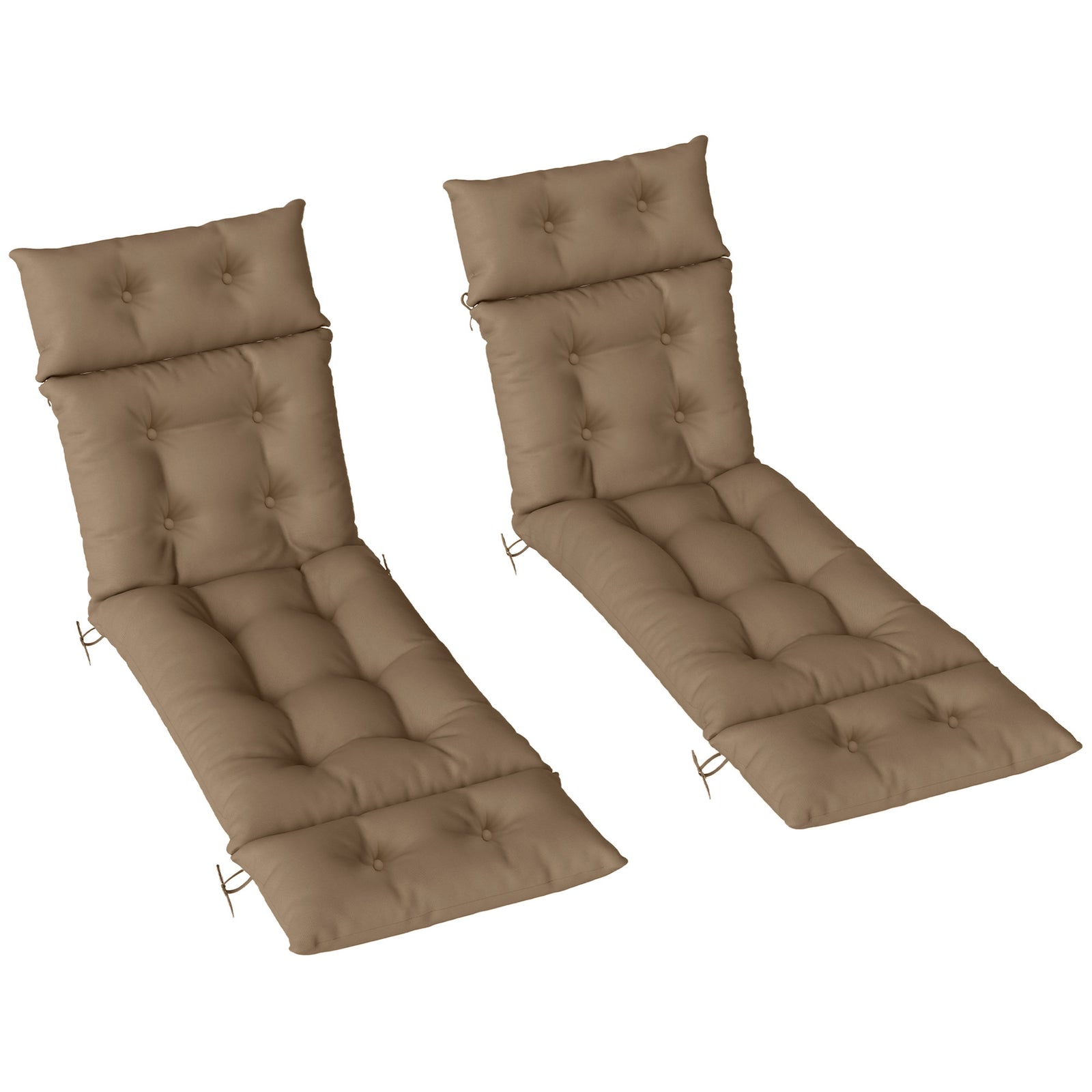 Set of Two 190 x 56cm Sun Lounger Cushions - Khaki
