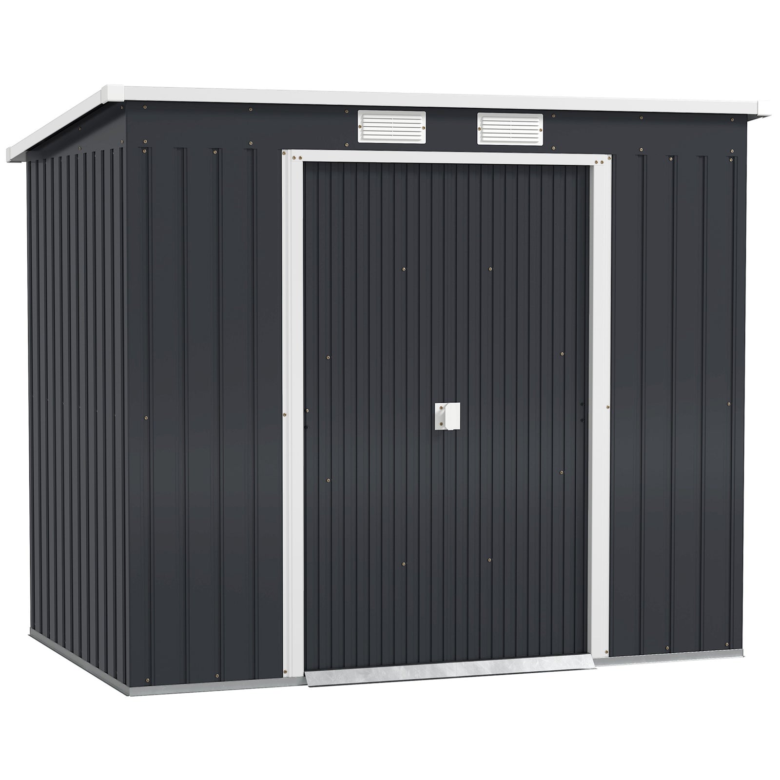 7 x 4ft Galvanised Steel Garden Shed, with Foundation Kit - Dark Grey