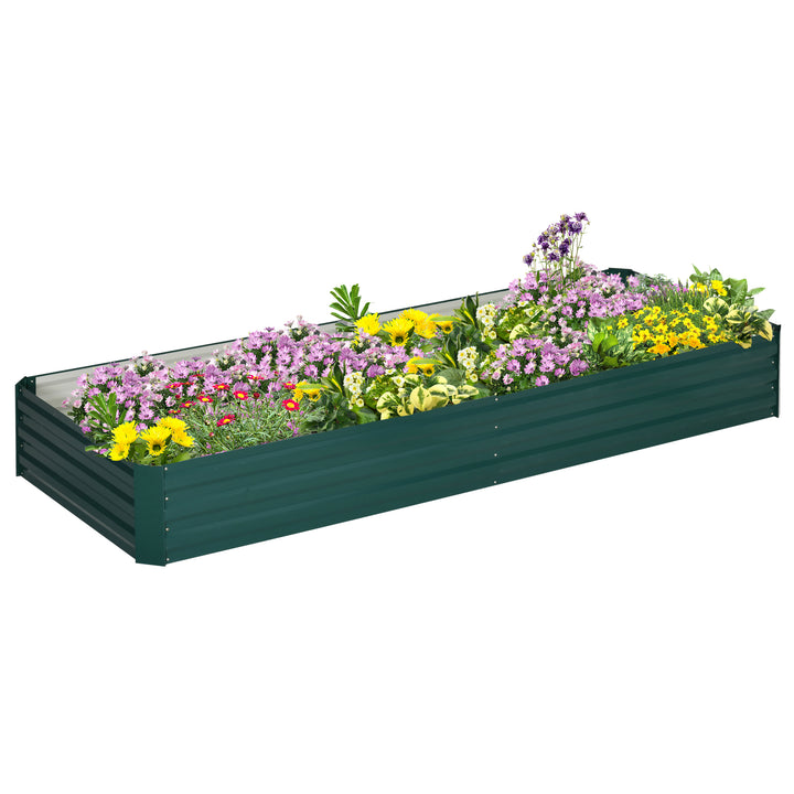 MCL Metal Raised Garden Bed Planter Box Outdoor Planters for Growing Flowers, Herbs, Green, 241x90.5x30cm