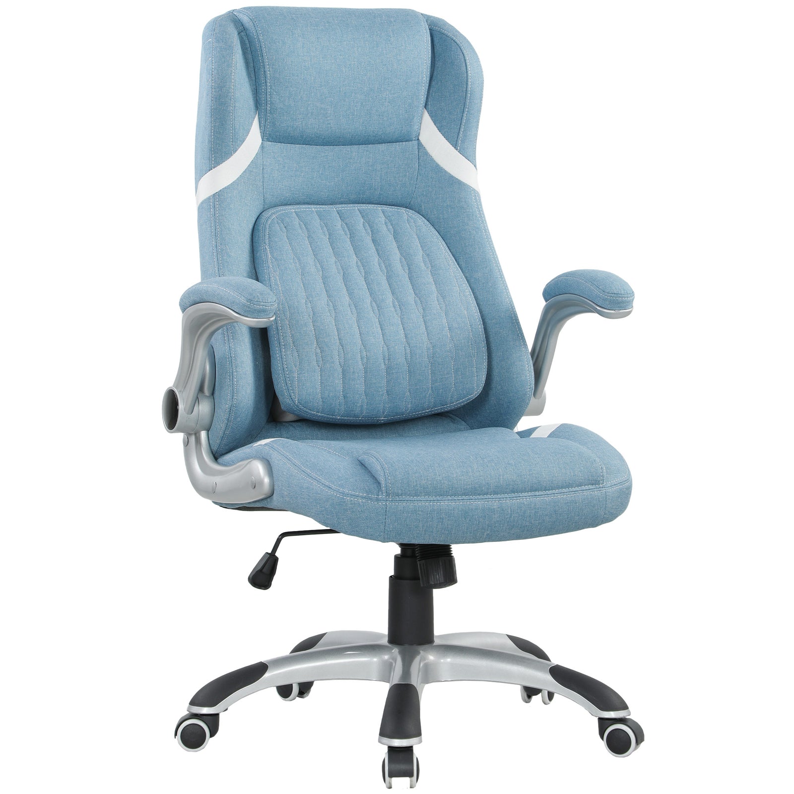 Linen-Look Office Chair, with Adjustable Height and Tension - Blue